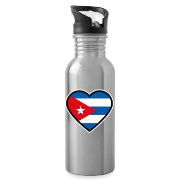 kuba flagge herz - Trinkflasche mit integriertem Trinkhalm - Lightsilver - Rechts