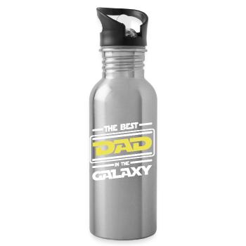 The best Dad in the galaxy - Parody humor - Water bottle with straw - silver - Right