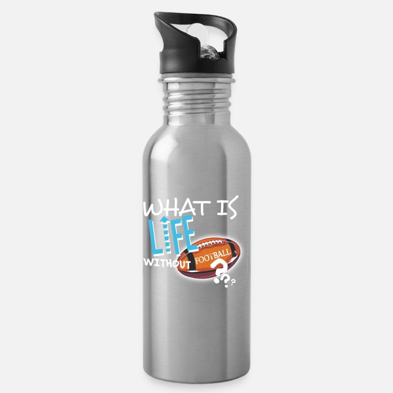 What is Life without Football textile Geschenkidee - Trinkflasche mit integriertem Trinkhalm - Lightsilver