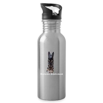 German Shepherd Dog Motif Dog Lovers - Water bottle with straw - silver - Right