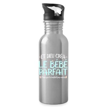 Et dieu créa le bébé parfait body mignon naissance - Gourde avec paille intégrée - argent clair - Droite