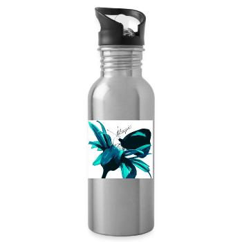 Teal Magische Blume Druck - Trinkflasche mit integriertem Trinkhalm - Lightsilver - Rechts