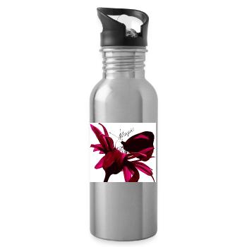 Magischer Schmetterling rot - Trinkflasche mit integriertem Trinkhalm - Lightsilver - Rechts