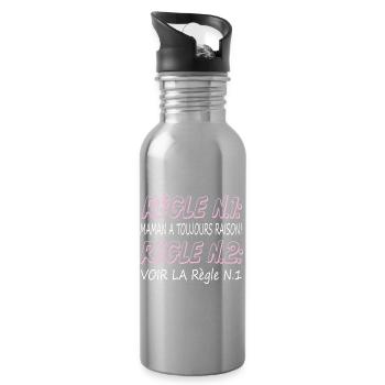 Maman Humour Cadeau - Règle - Femme Humoristique - Gourde avec paille intégrée - argent clair - Droite