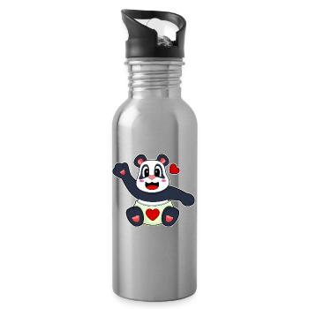 Panda Baby Diaper - Water bottle with straw - silver - Right