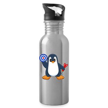 Cible de fléchettes Penguin Dart - Gourde avec paille intégrée - argent clair - Droite