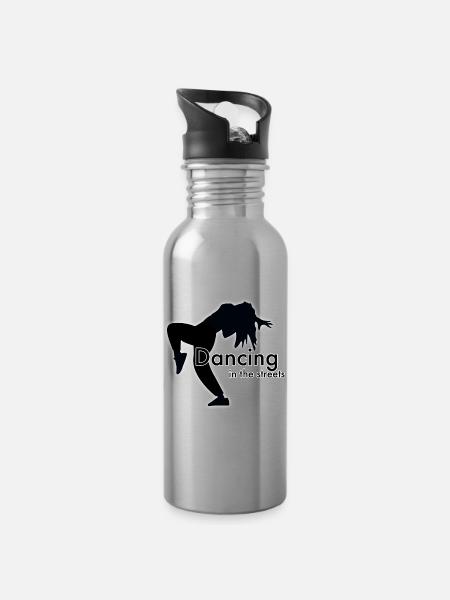Dancing in the Streets - Trinkflasche mit integriertem Trinkhalm - Lightsilver