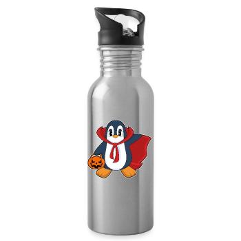 Vampire d’Halloween Pingouin - Gourde avec paille intégrée - argent clair - Droite