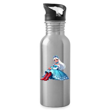 Ded Moroz Snegurotschka russischer Weihnachtsmann - Trinkflasche mit integriertem Trinkhalm - Lightsilver - Rechts
