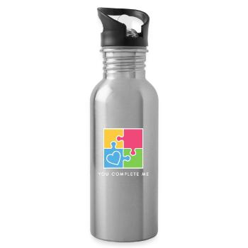 You Complete Me True Love Valentine's Day - Water bottle with straw - silver - Right