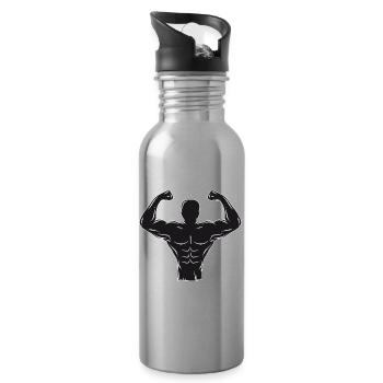Motif bodybuilder pour les amateurs de fitness et de gym - Gourde avec paille intégrée - argent clair - Droite