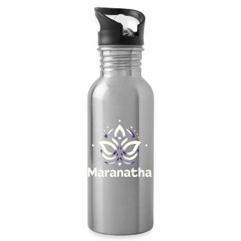 Maranatha Christus kommt bald - Trinkflasche mit integriertem Trinkhalm - Lightsilver - Rechts