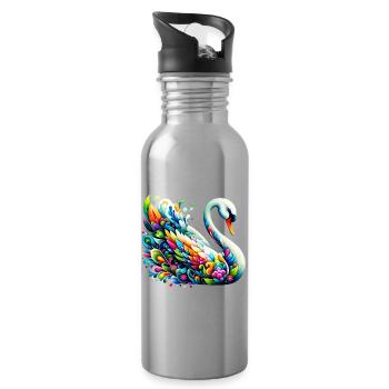 Cygne - Gourde avec paille intégrée - argent clair - Droite