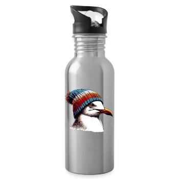 Möwe - Trinkflasche mit integriertem Trinkhalm - Lightsilver - Rechts