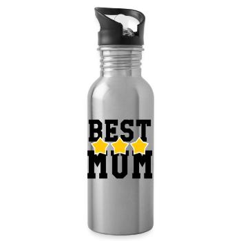 Beste Mama - Muttertag - Trinkflasche mit integriertem Trinkhalm - Lightsilver - Rechts