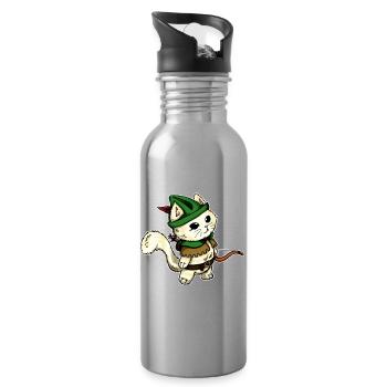 Chat Archer de la Forêt - Gourde avec paille intégrée - argent clair - Droite