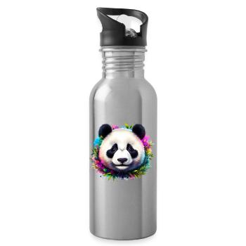 Panda - Gourde avec paille intégrée - argent clair - Droite