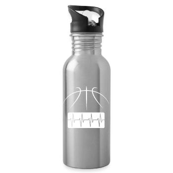 Basketball Linien als Herzschlag - Streetball Logo - Trinkflasche mit integriertem Trinkhalm - Lightsilver - Rechts