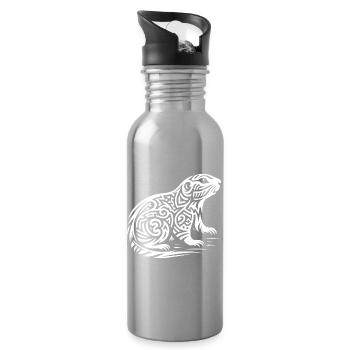 Chien de prairie tribal - Gourde avec paille intégrée - argent clair - Droite
