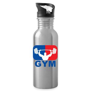 GYM Bodybuilding Weight - Water bottle with straw - silver - Right