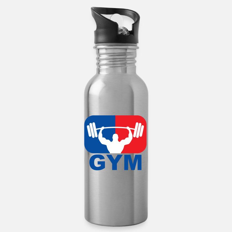 GYM Bodybuilding Gewicht - Trinkflasche mit integriertem Trinkhalm - Lightsilver