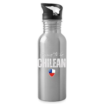 Fière chilienne, j’adore le Chili - Gourde avec paille intégrée - argent clair - Droite