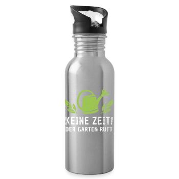 Keine Zeit - Der Garten Ruft Retro Gärtner Natur - Trinkflasche mit integriertem Trinkhalm - Lightsilver - Rechts