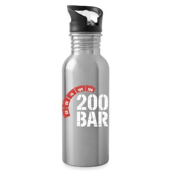 200 Bar Diver Design – Diving Scuba Diving - Water bottle with straw - silver - Right