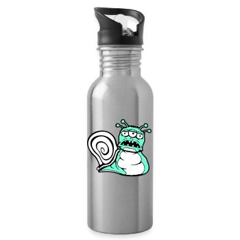 snail alien monster Halloween extraterrestrial - Water bottle with straw - silver - Right