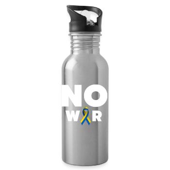 No War Text mit ukrainischer Solidaritätsschleife - Trinkflasche mit integriertem Trinkhalm - Lightsilver - Rechts
