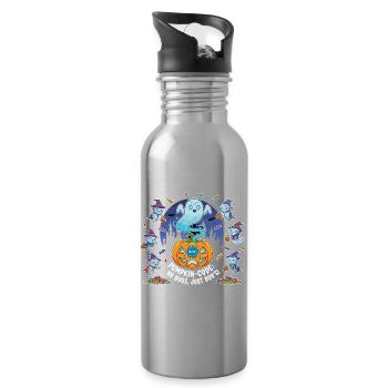 Pumpkin Code: No Bugs, Just Boo's! - Water bottle with straw - silver - Right