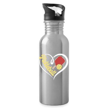 Herz Pickleball - Trinkflasche mit integriertem Trinkhalm - Lightsilver - Rechts