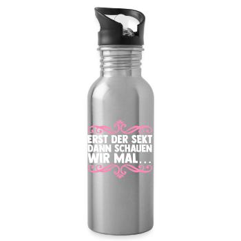 Bachelor Party Team Bride Hen Party - Water bottle with straw - silver - Right