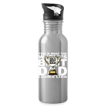 Bester Vater der World Trophy - Trinkflasche mit integriertem Trinkhalm - Lightsilver - Rechts