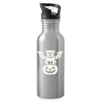 Pumpkin Bat Bulldog - Water bottle with straw - silver - Right