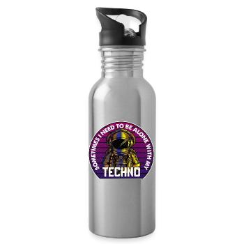 Techno Astronaut Circle Abzeichen - Trinkflasche mit integriertem Trinkhalm - Lightsilver - Rechts