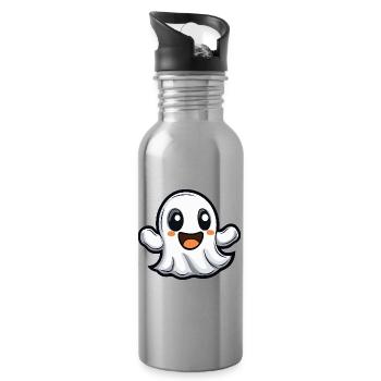 Ghost Halloween Cute Comic - Water bottle with straw - silver - Right
