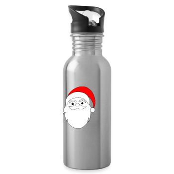 Weihnachtsmann Linienkunst - Trinkflasche mit integriertem Trinkhalm - Lightsilver - Rechts