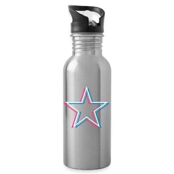 3D Stern – Promi Sternchen Gefährlich Heißes Motiv - Trinkflasche mit integriertem Trinkhalm - Lightsilver - Rechts