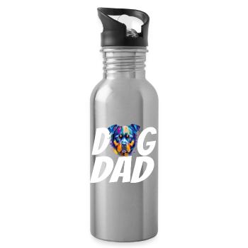 Dog Dad Rottweiler Shirt – Stolzer Rottweiler-Besitzer - Trinkflasche mit integriertem Trinkhalm - Lightsilver - Rechts