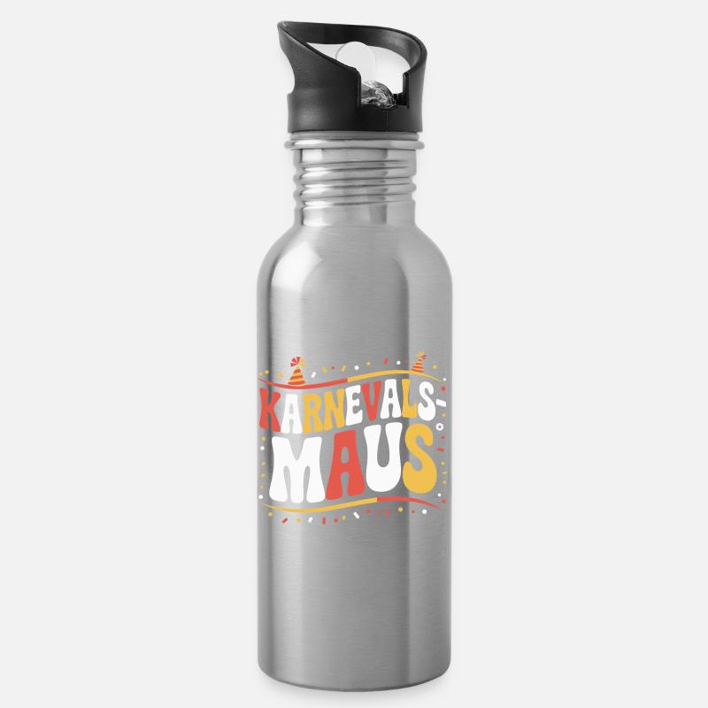 Karnevalsmaus Karneval Köln Kölner Karnevals Maus - Trinkflasche mit integriertem Trinkhalm - Lightsilver