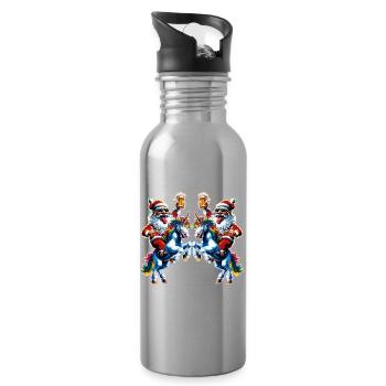 Santa Claus Beer Unicorn Christmas - Water bottle with straw - silver - Right