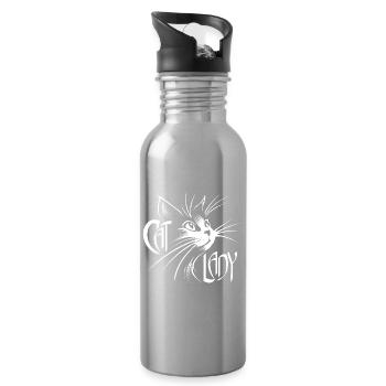 Cat Lady Cat Cats - Water bottle with straw - silver - Right