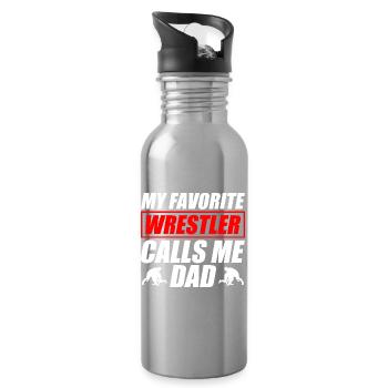 My favorite Wrestler Dad funny wrestling - Water bottle with straw - silver - Right
