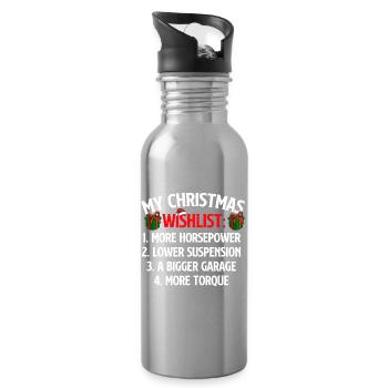 Ma liste de souhaits de Noël Amoureux de voitures Drôle de course de Noël - Gourde avec paille intégrée - argent clair - Droite