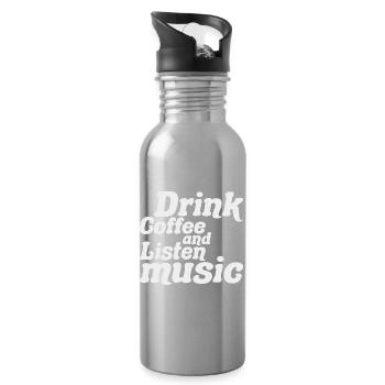 Kaffee trinken und Musik hören - Trinkflasche mit integriertem Trinkhalm - Lightsilver - Rechts
