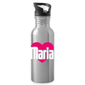 I Love Maria Pink Heart I Love Maria - Water bottle with straw - silver - Right