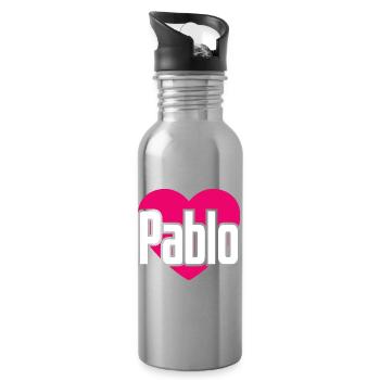 J’aime Pablo Coeur Rose J’aime Pablo - Gourde avec paille intégrée - argent clair - Droite