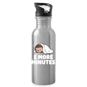 5 more minutes sleep hedgehog - Water bottle with straw - silver - Right