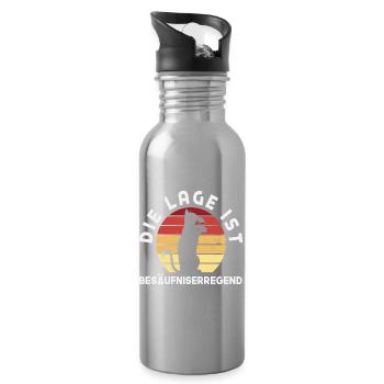 Die Lage ist besäufniserregend Katze - Trinkflasche mit integriertem Trinkhalm - Lightsilver - Rechts